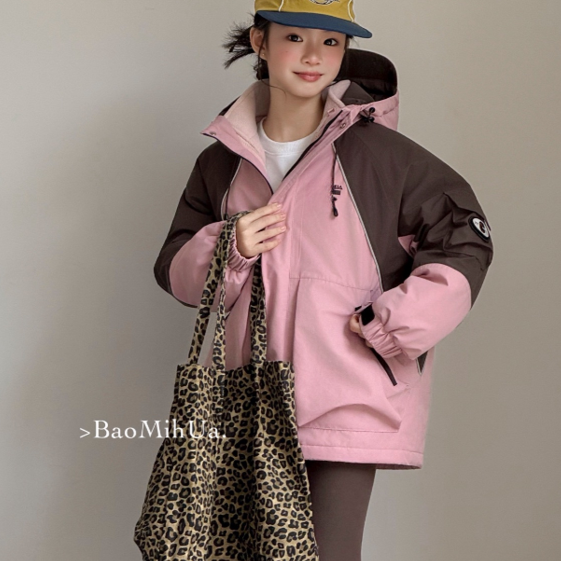 【豪宝贝】2025FW拼色大口袋袖标三合一冲锋衣夹棉棉服8008