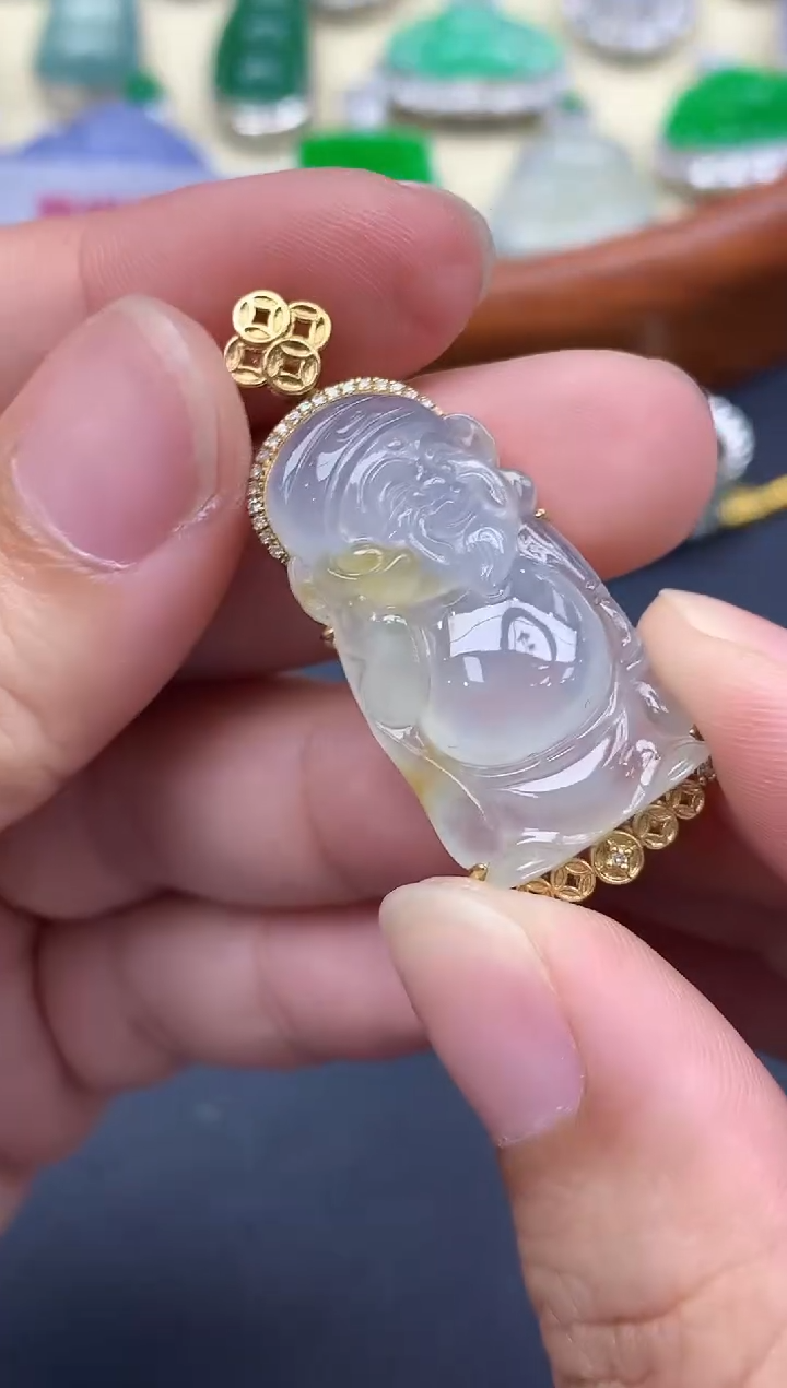 颈饰18K金镶嵌翡翠443-中国好珍宝