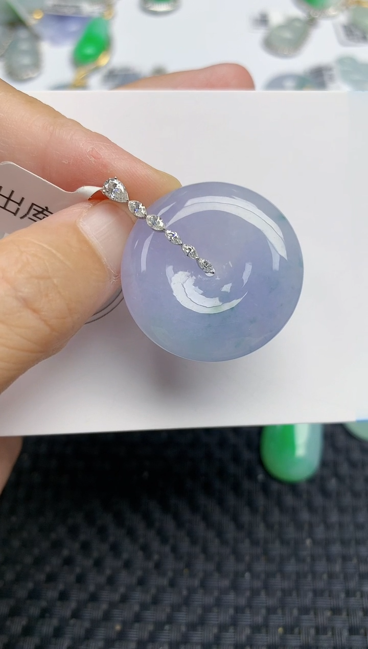 颈饰18K金镶嵌翡翠天然缅甸A货翡翠百元以上9元证书费自理