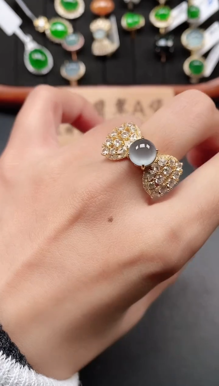 银S925镶嵌戒指翡翠11