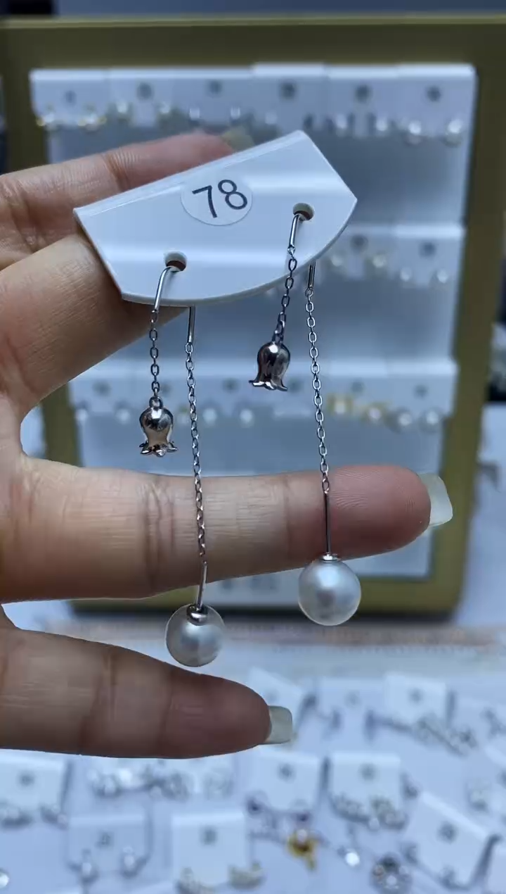 银S925镶嵌耳饰海水珍珠78