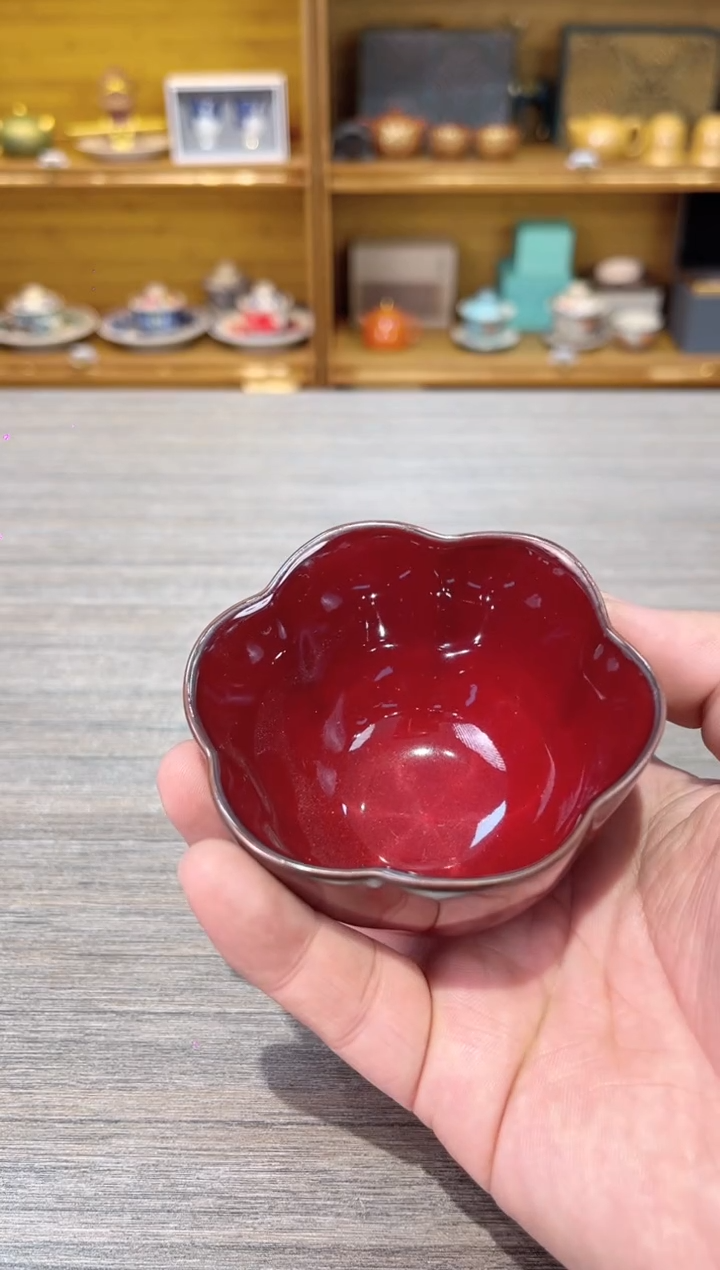 【闪购商品】红六瓣花瓣杯茶具茶具