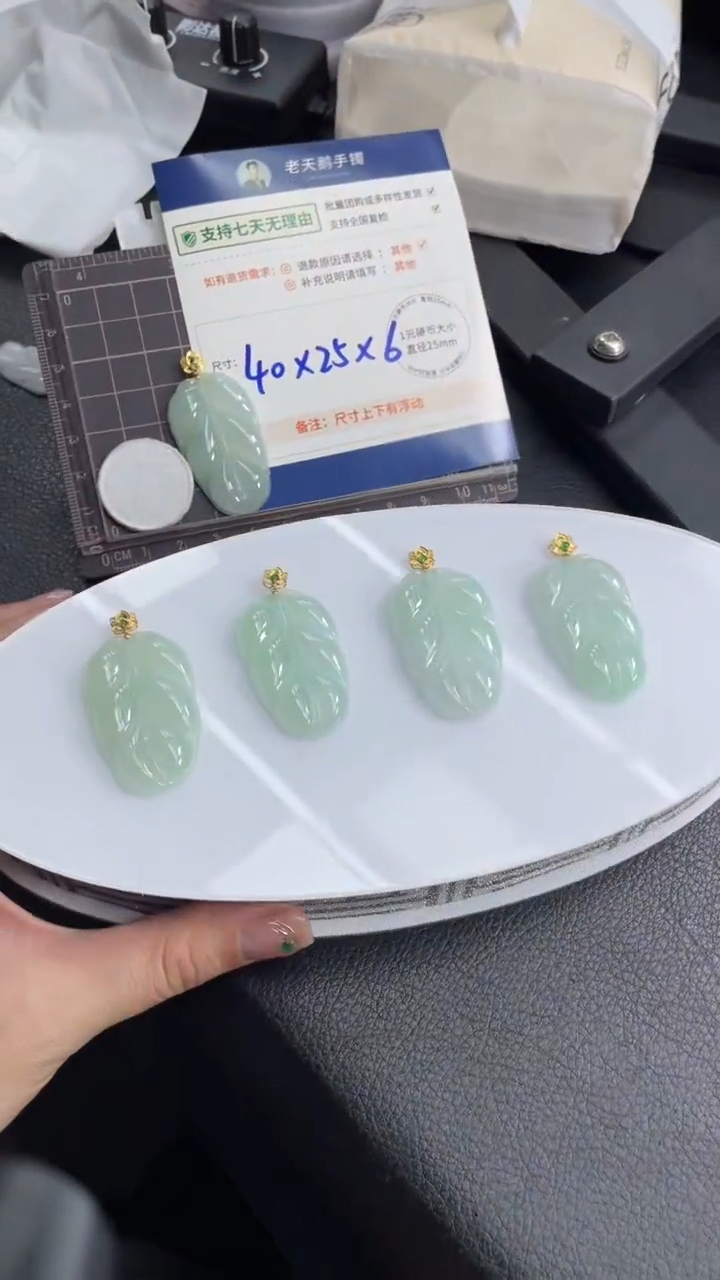 【闪购商品】翡翠颈饰18K金镶嵌大叶子/多样性发其一ZBCP