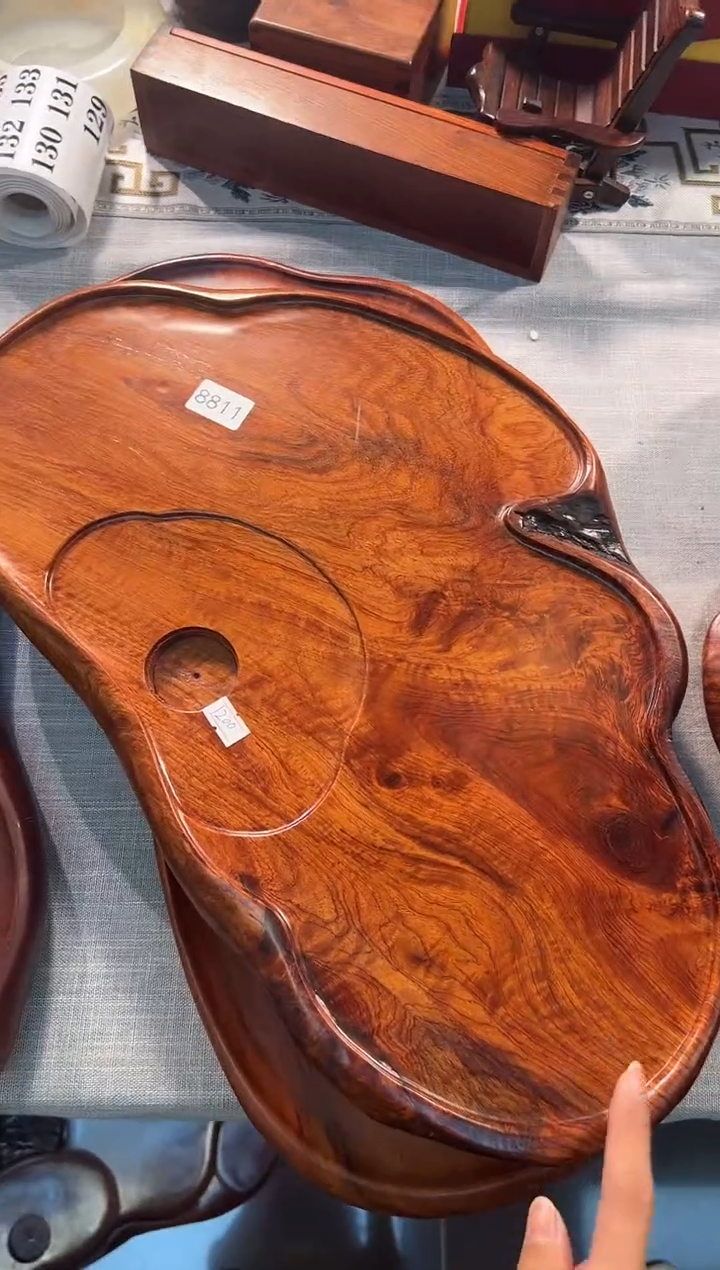 【闪购商品】大果紫檀（缅甸花梨）茶盘8811