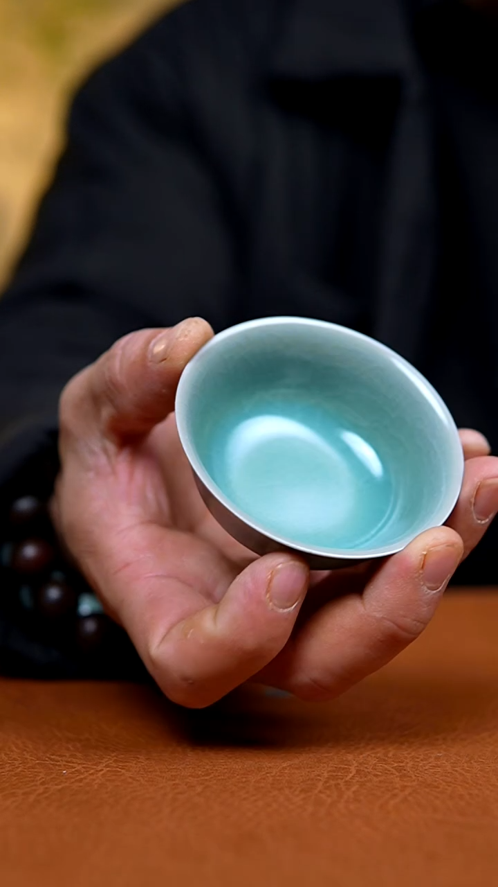 杯仿古翡翠绿釉若琛杯微瑕