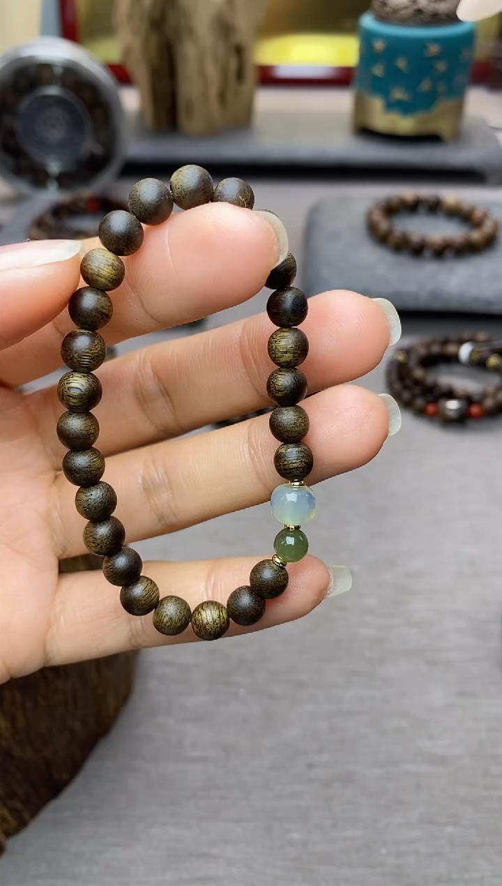 【闪购商品】沉香手串芽庄白棋老料沉水06单圈设计