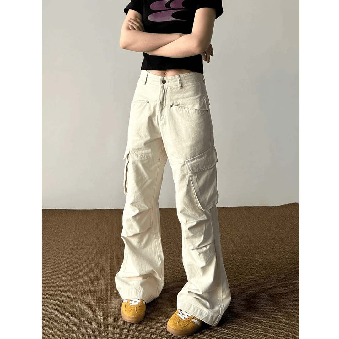 NOMIO夏季美式多口袋工装裤男女百搭显瘦微喇宽松休闲裤阔腿裤