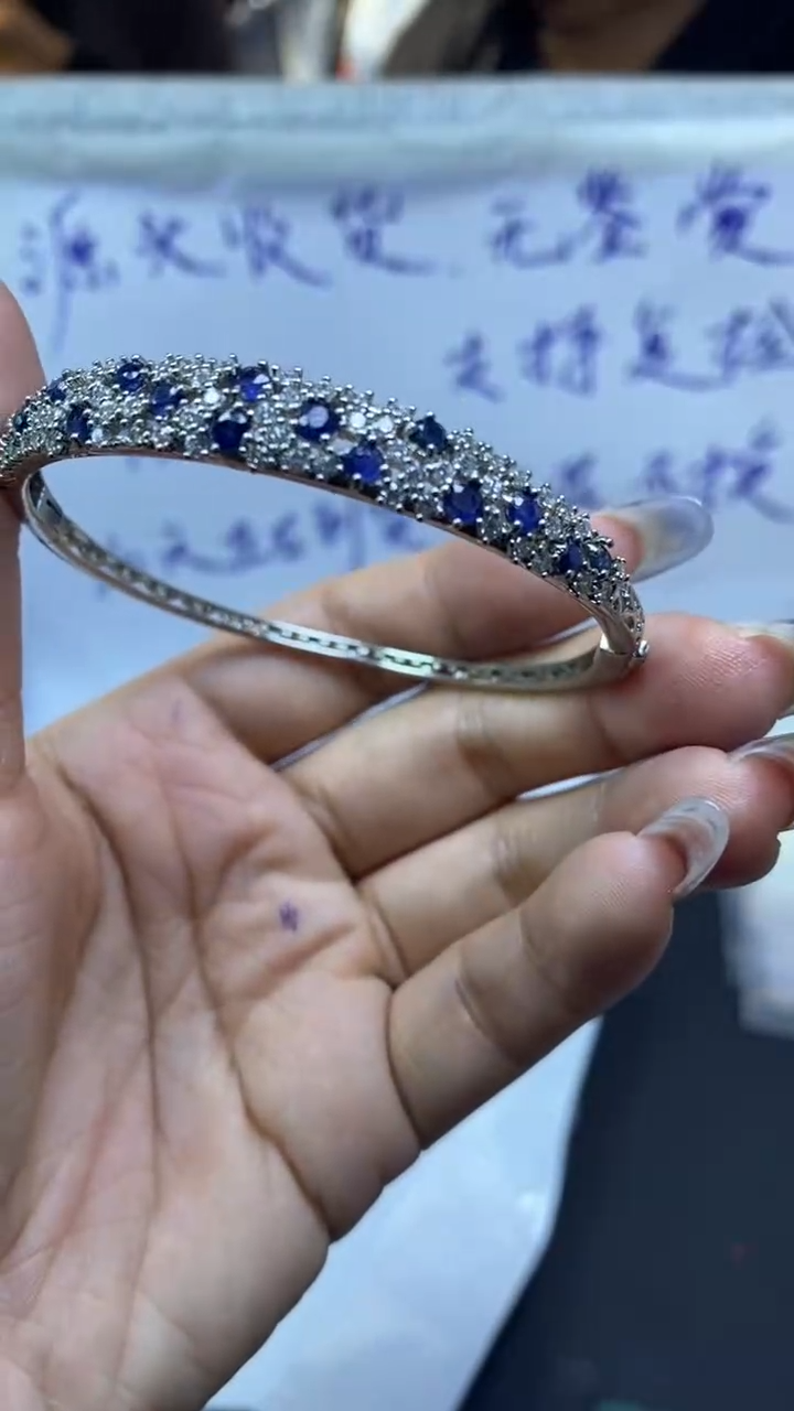 未镶嵌手镯定制海蓝宝石41手镯258元毛货需精细抛光