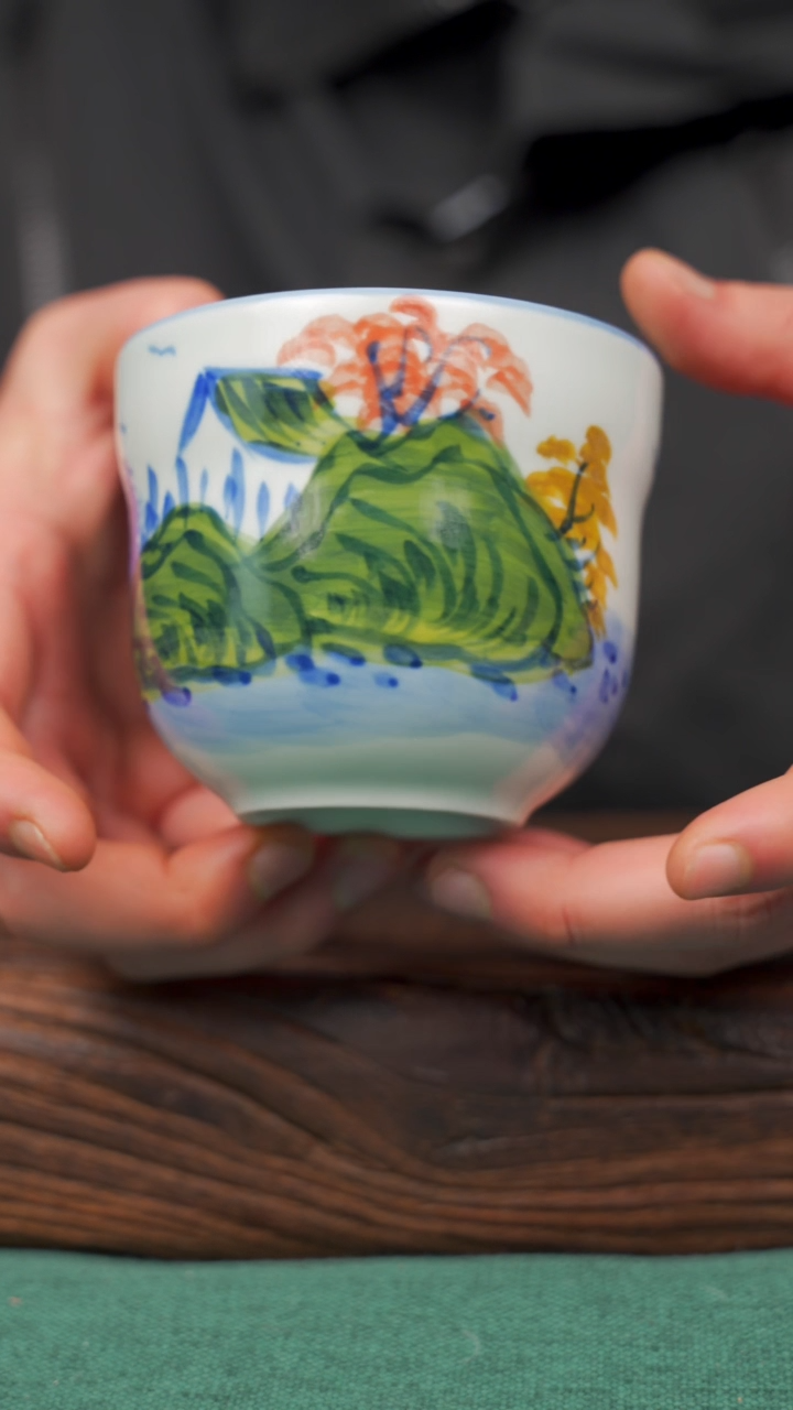 【闪购商品】瓷片99寻一缕瓷香杯釉下手工手绘瓷器