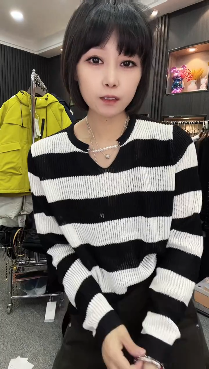 0270针织衫--黑白条纹