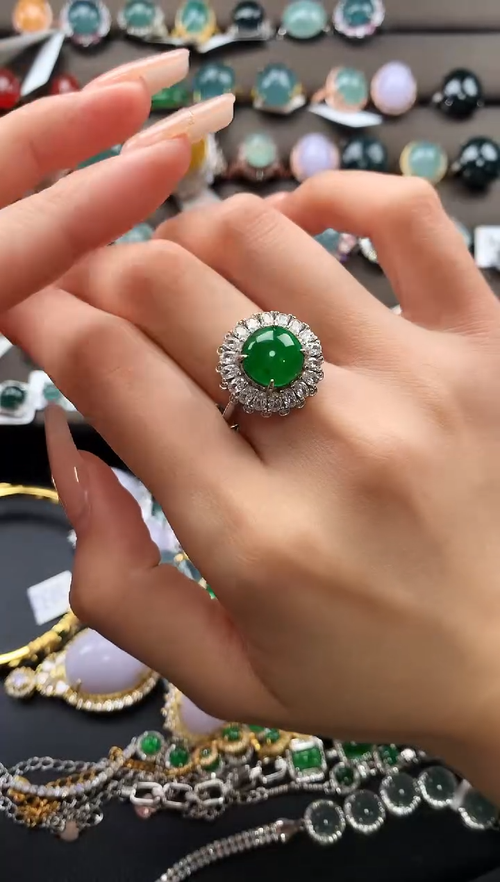 【闪购商品】翡翠戒指银S925镶嵌265235