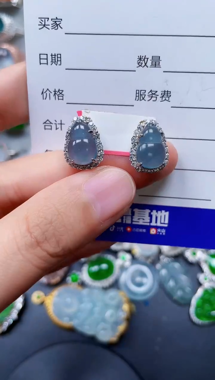 【闪购商品】翡翠耳饰银S925镶嵌0071