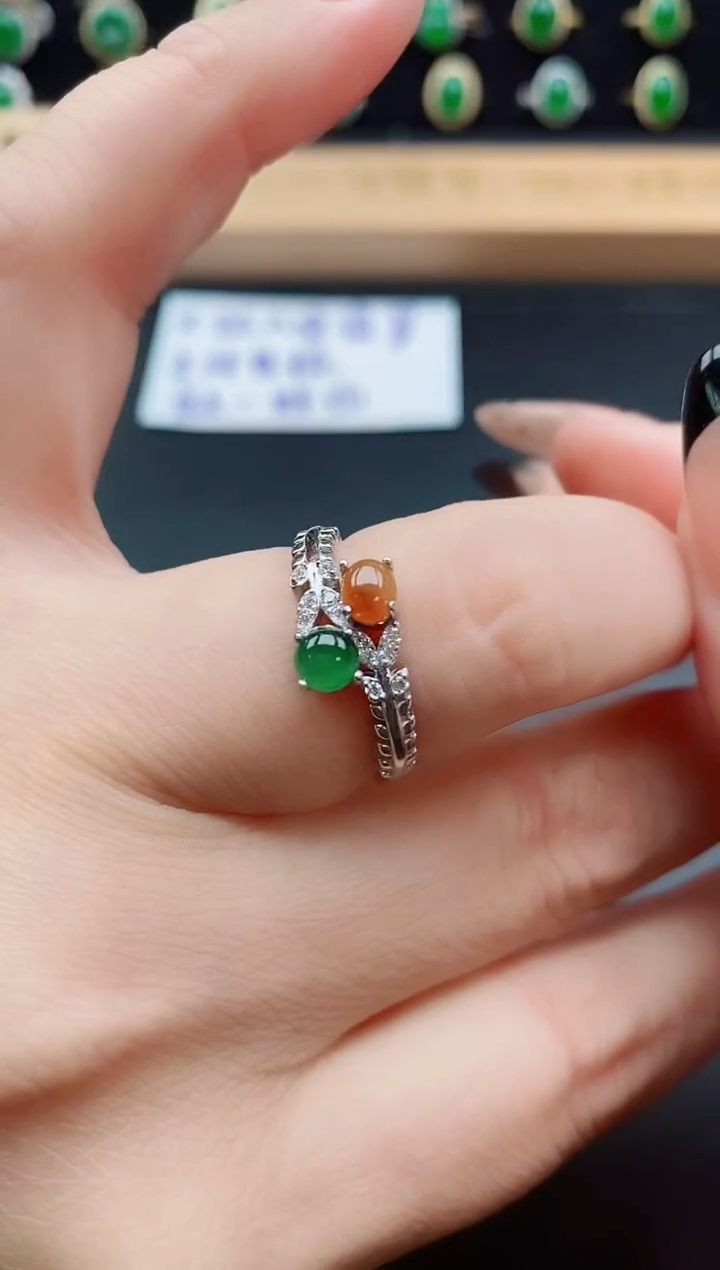 银S925镶嵌戒指翡翠1