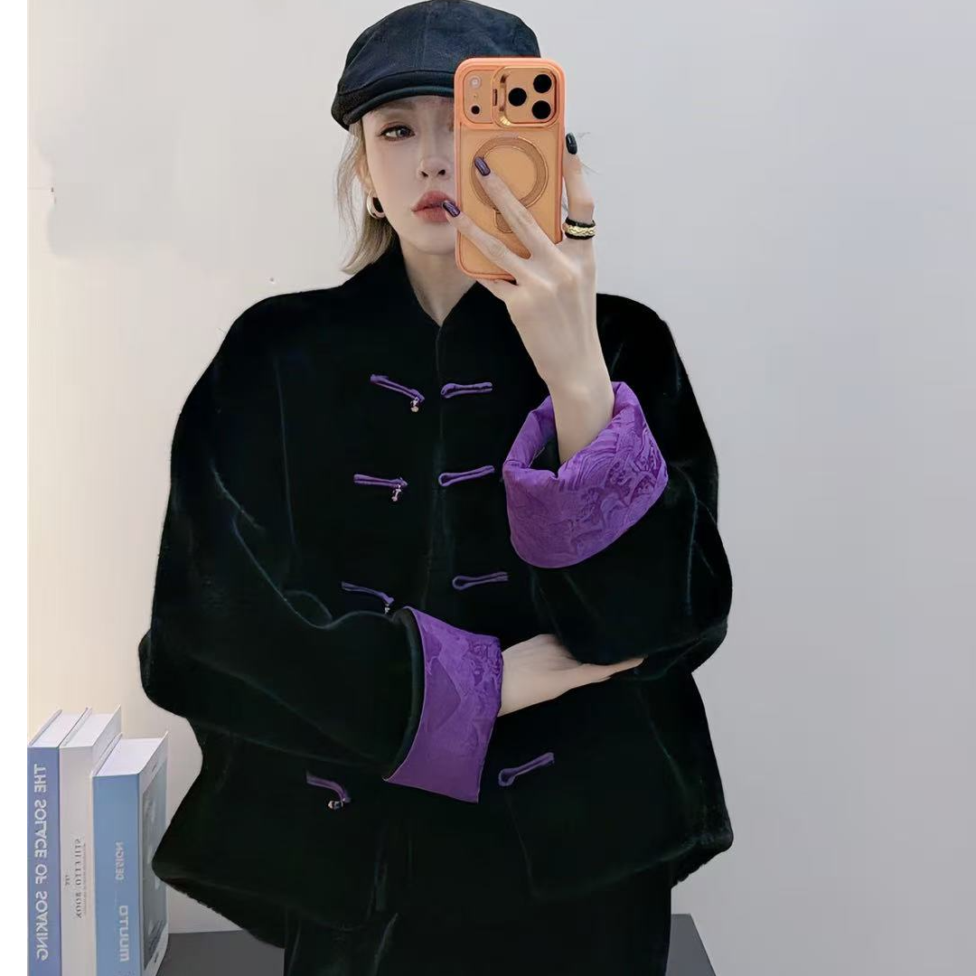 【大易专属】]轻奢高级感时尚新中式短款气质2025秋冬新款991003