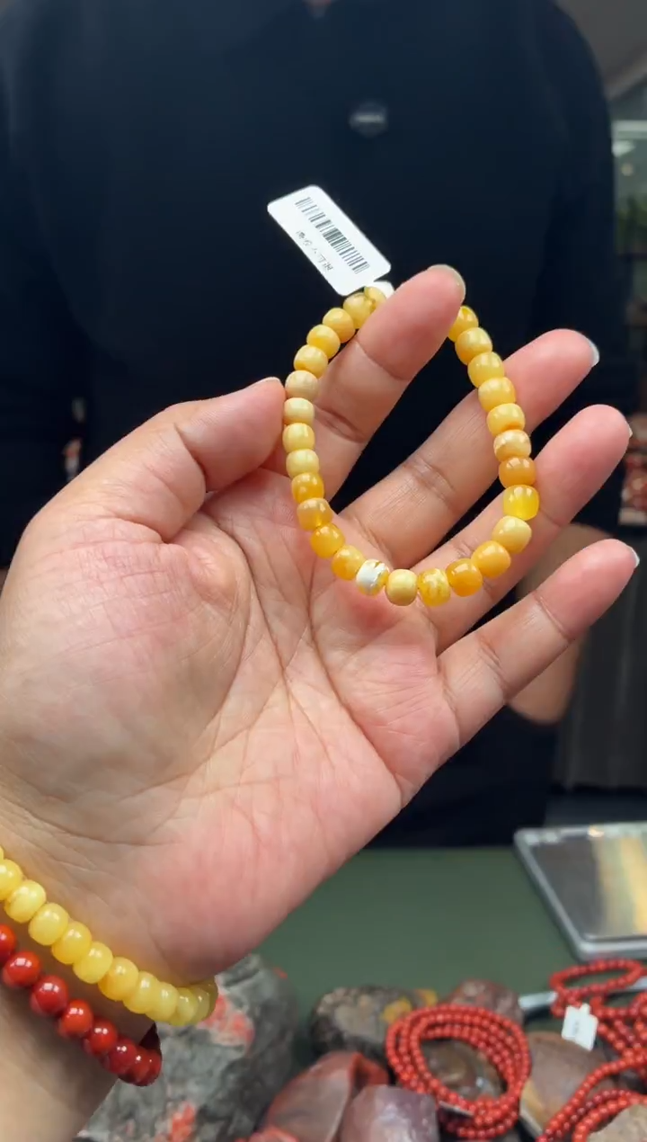 手串蜜蜡未镶嵌单圈手串一条约7mm多样性发货