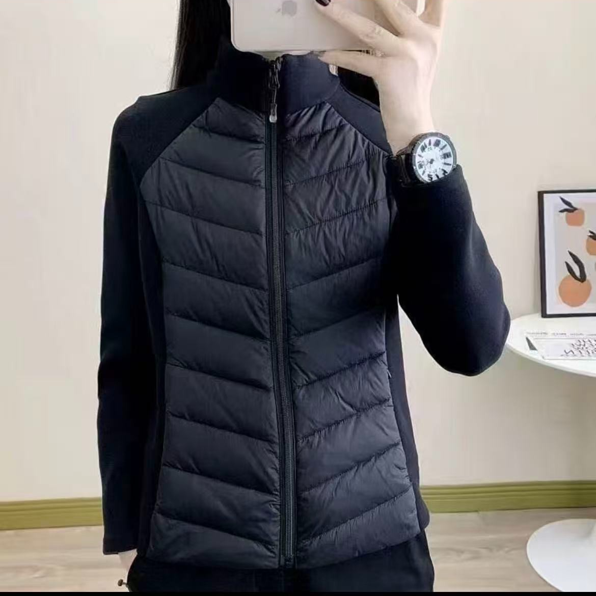 秋冬款轻薄棉服女内胆瑜伽立领秋版修身时尚保暖         