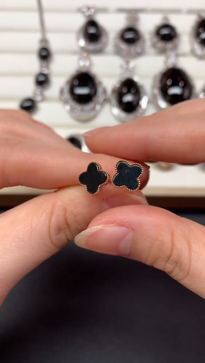 【闪购商品】翡翠耳饰18K金镶嵌S335|680