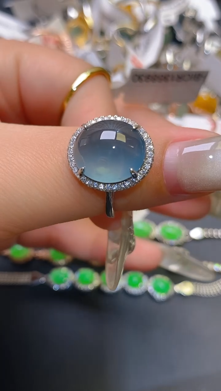 【闪购商品】翡翠耳饰银S925镶嵌天然A货翡翠1