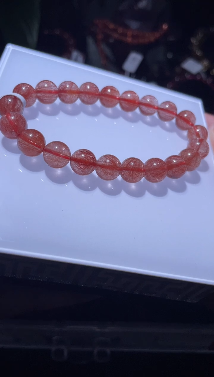 水晶手链未镶嵌9mm红发晶手串单圈