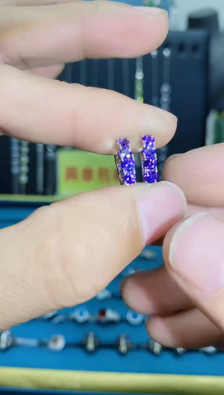 【闪购商品】紫晶耳饰银S925镶嵌11211