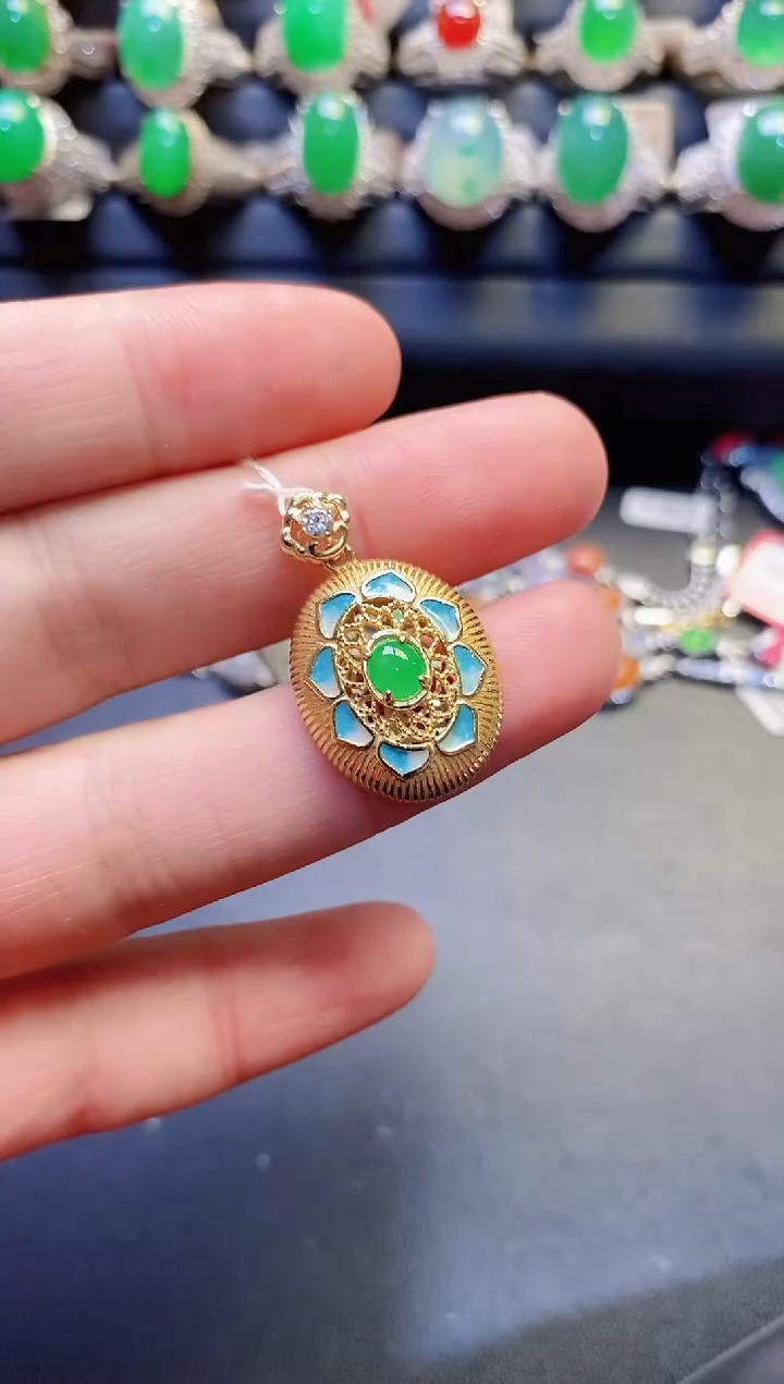 银S925镶嵌戒指翡翠天然