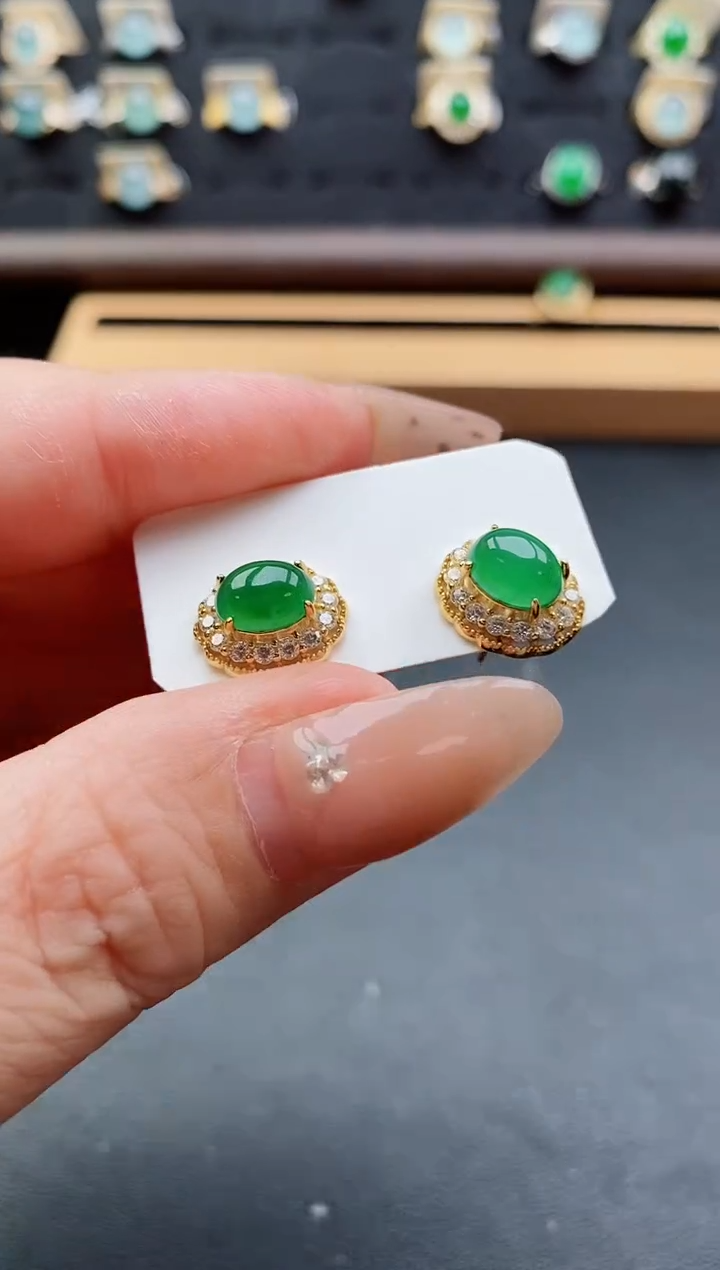 银S925镶嵌戒指翡翠1