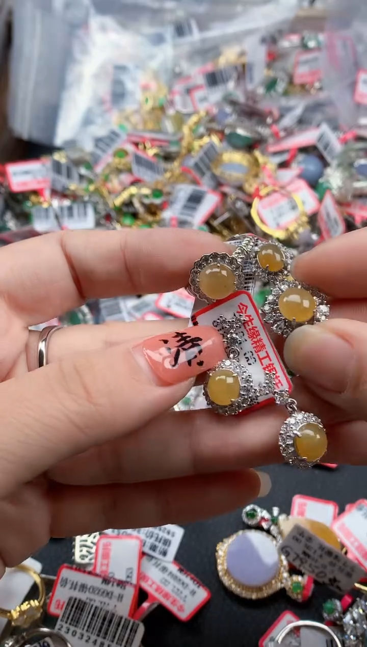 银S925镶嵌戒指翡翠天然A货缅甸翡翠