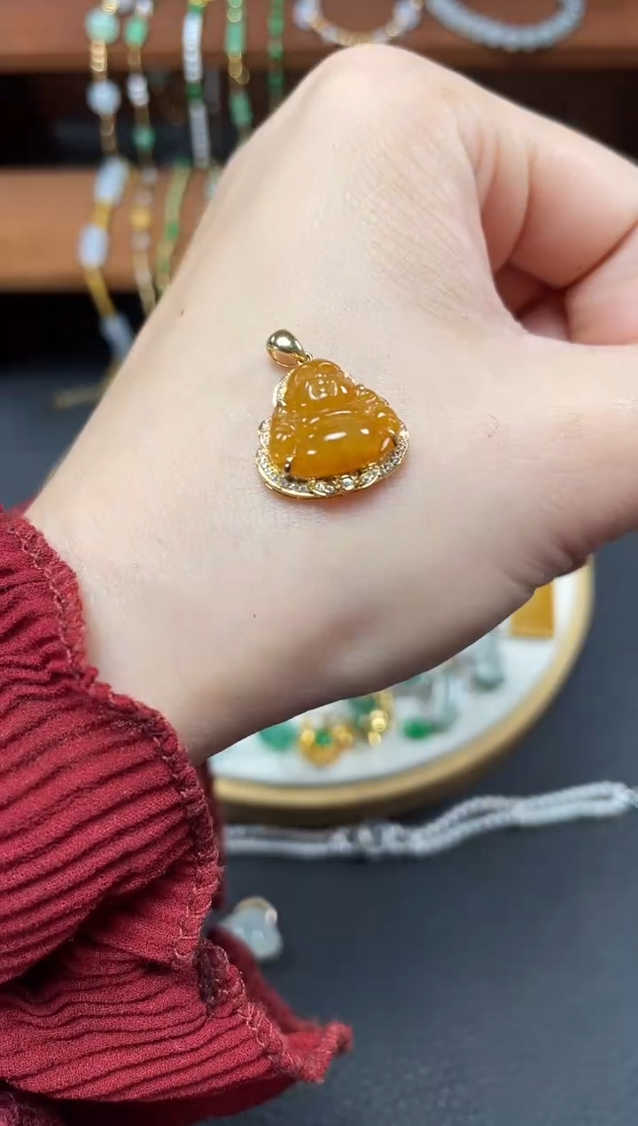 【闪购商品】翡翠吊坠(不含链)18K金镶嵌一个   JK323