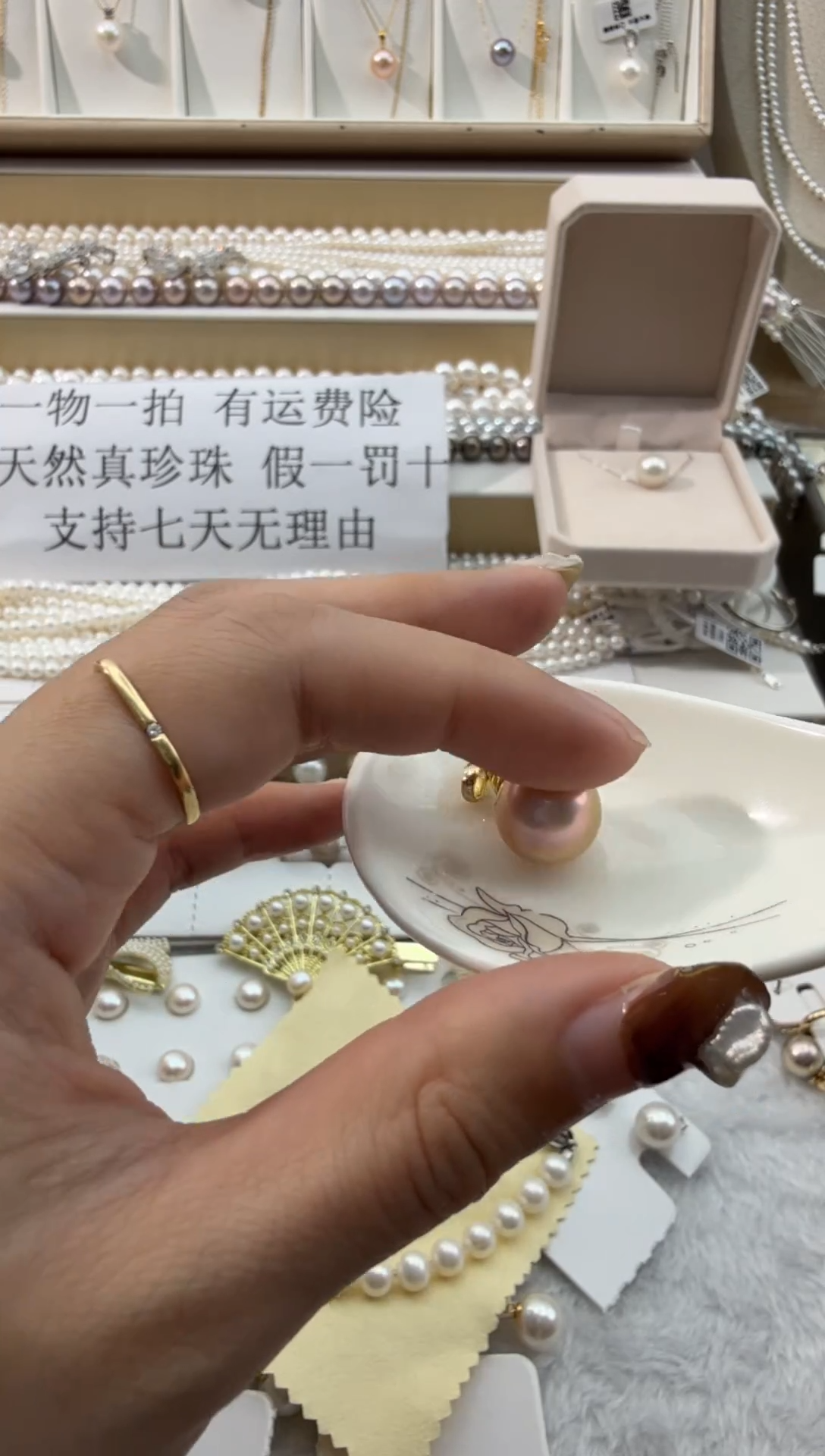 颈饰银S925镶嵌淡水珍珠925淡水吊装