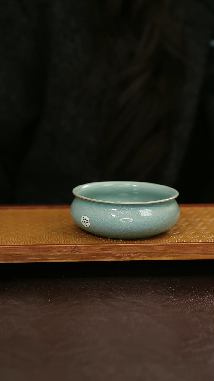 摆件陶花*山113微瑕汝宋汝瓷原矿釉
