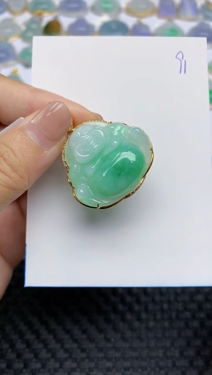 【闪购商品】翡翠颈饰18K金镶嵌天然A货翡翠 91