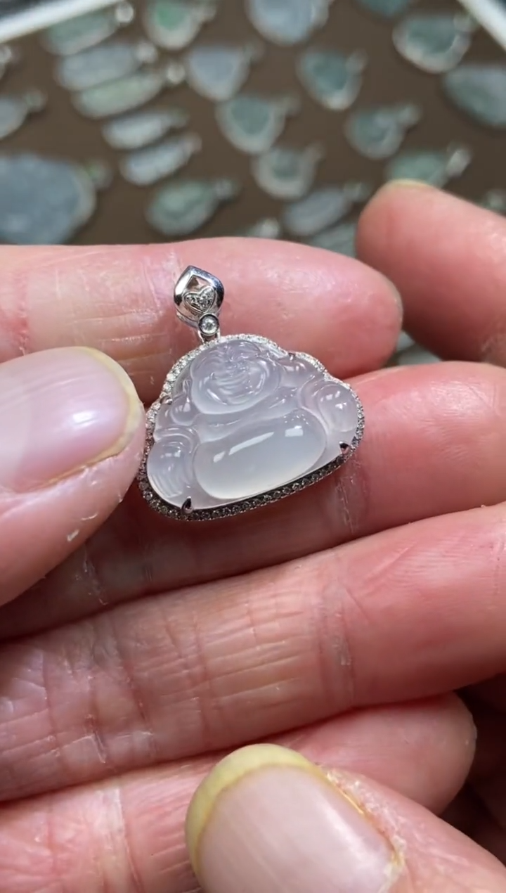 【闪购商品】翡翠吊坠(不含链)18K金镶嵌佛公