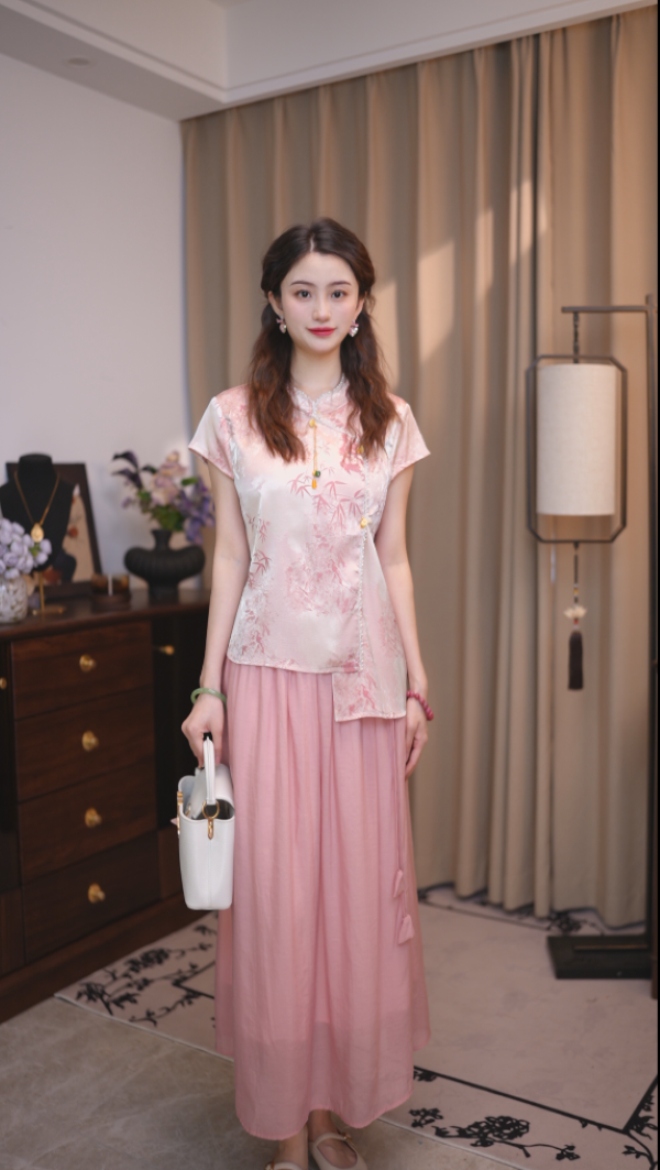 【步入江南】碎花套装裙女2025夏季新款修身显瘦新中式国风半身裙