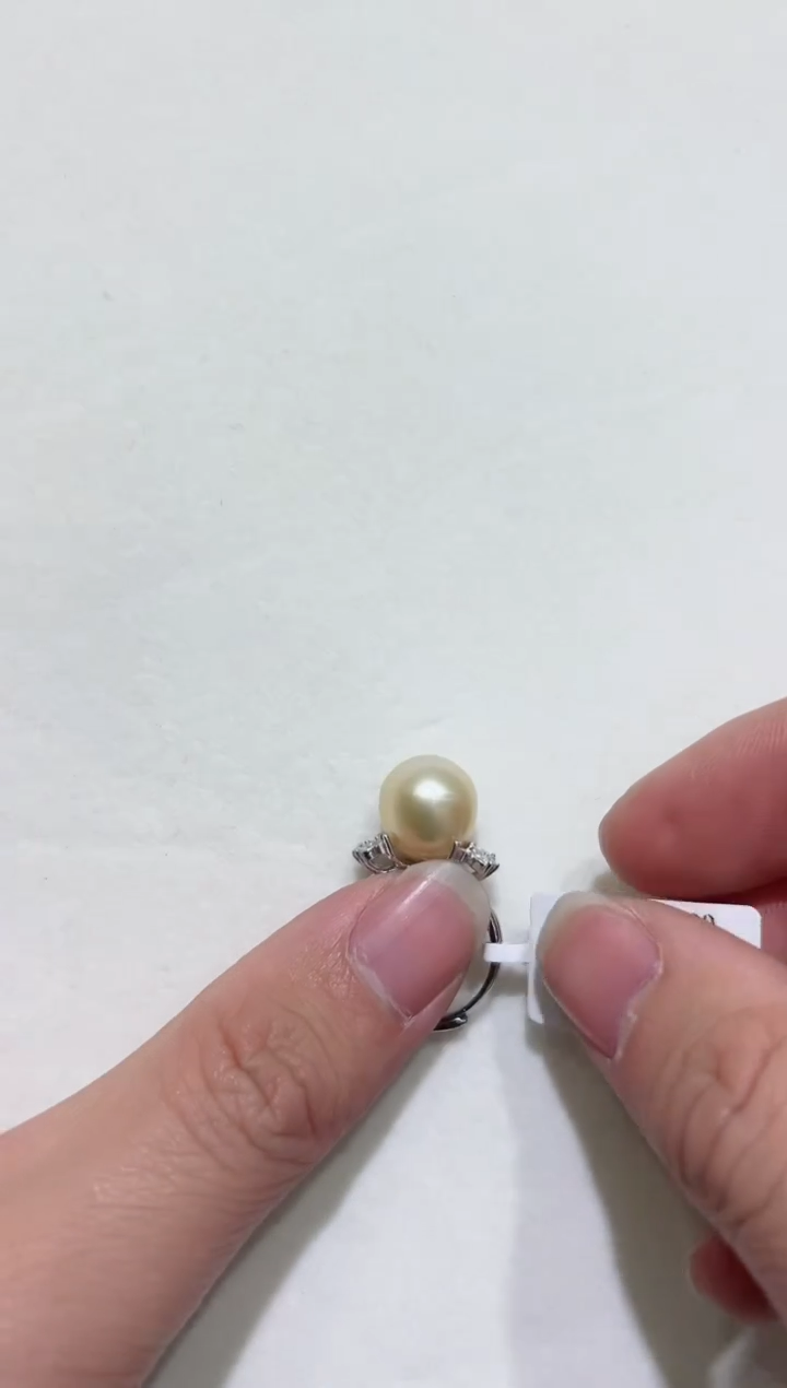 【闪购商品】海水珍珠戒指银S925镶嵌GY240 13-14mm 金珠戒指