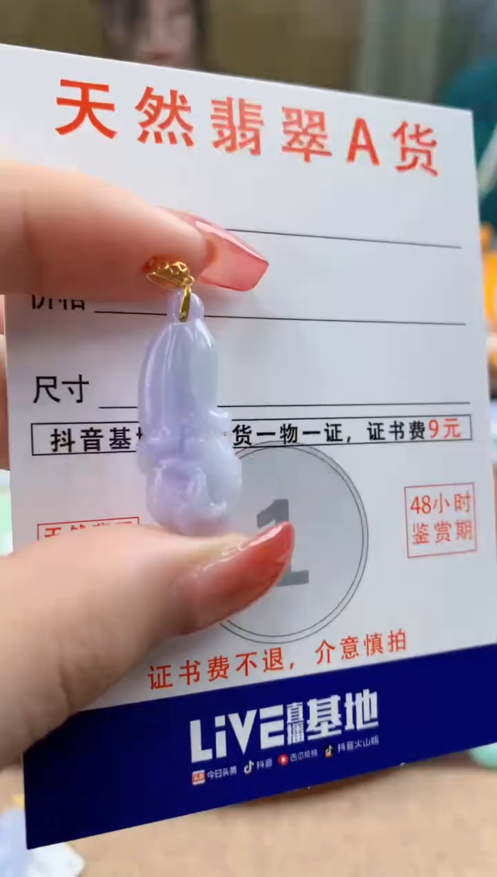 颈饰18K金镶嵌翡翠天然A货翡翠挂件