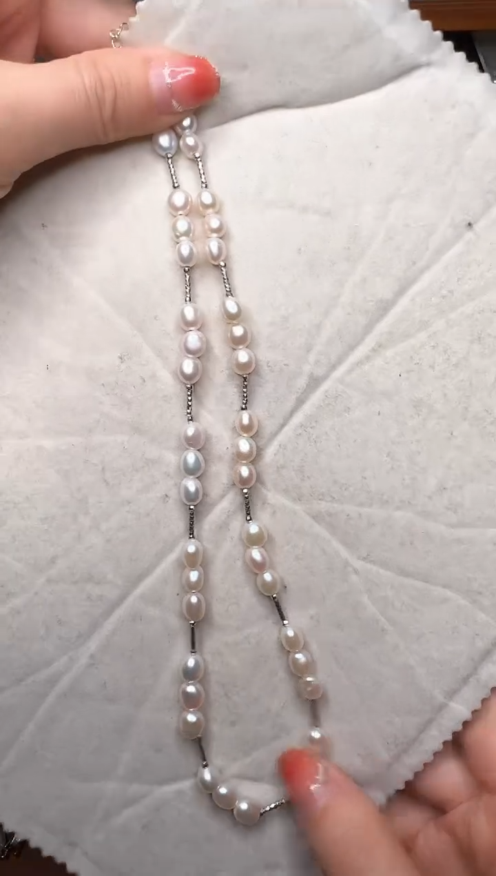 【闪购商品】淡水珍珠颈饰银S925镶嵌16号极光三珠款