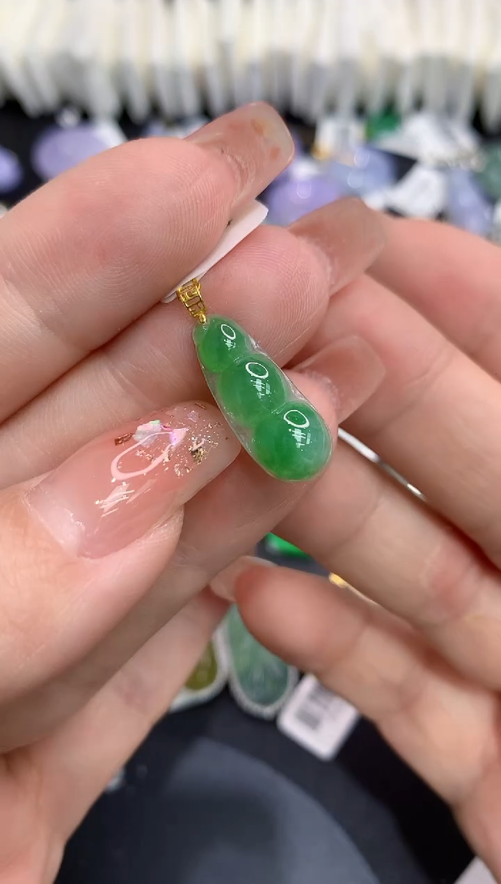 吊坠(不含链)18K金镶嵌翡翠11111111111111