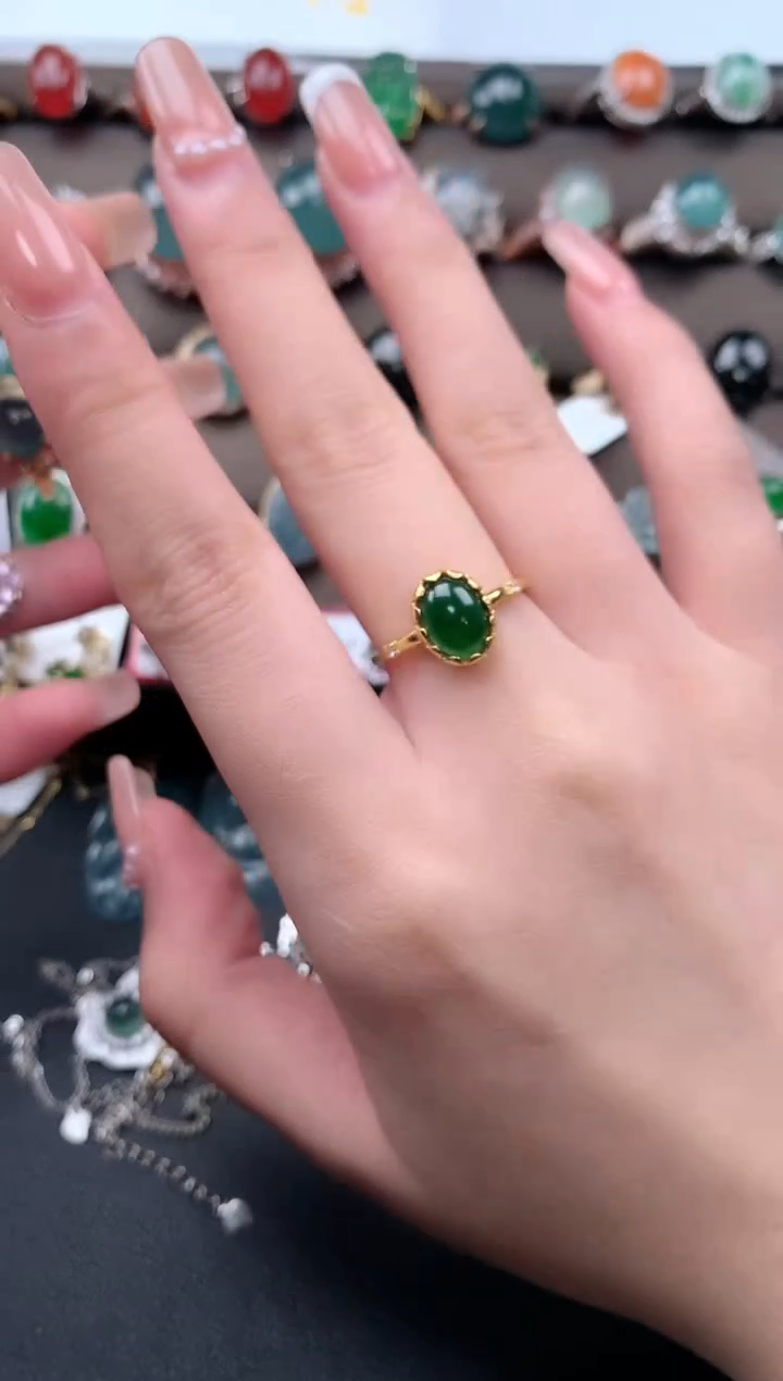 【闪购商品】翡翠戒指银S925镶嵌51241