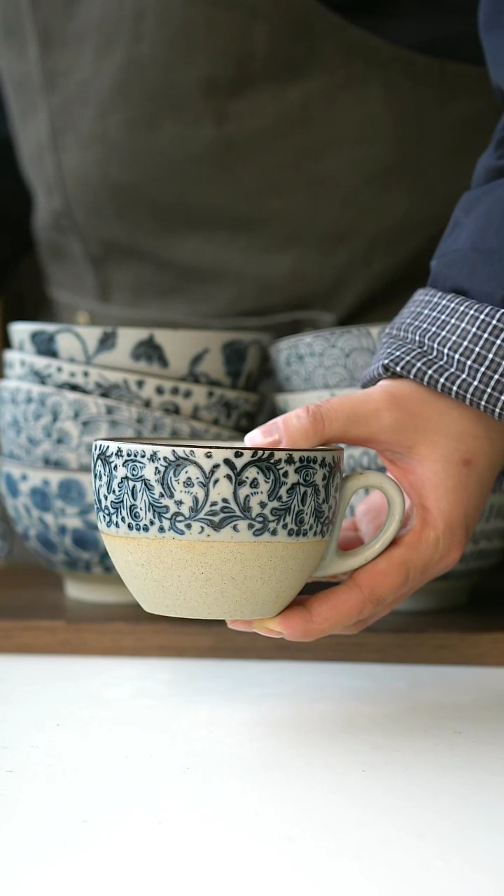 【闪购商品】陶瓷手绘鸢尾咖啡杯240ml@4-2@