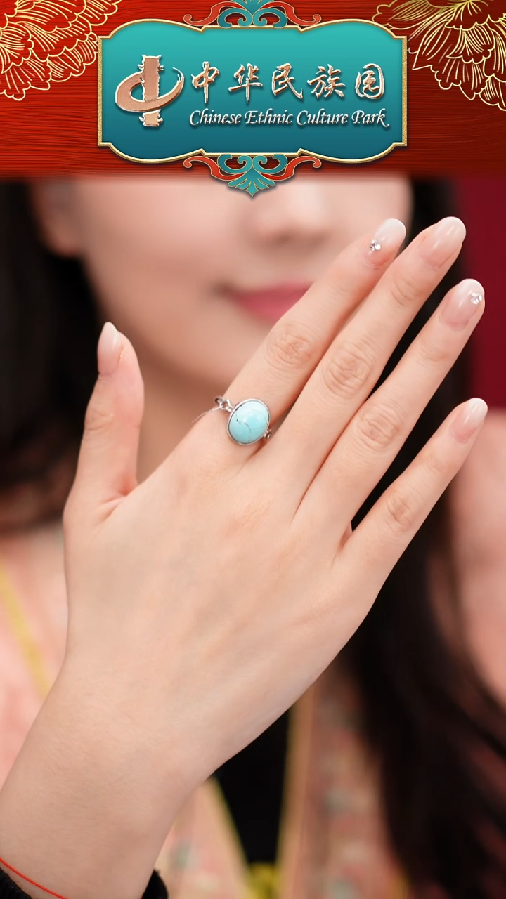 银S925镶嵌绿松石戒指MZL007松石戒指