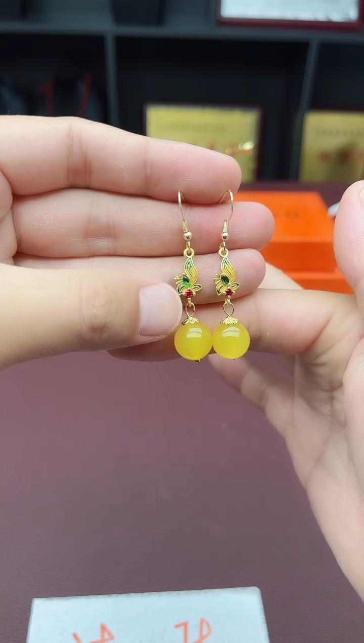 玛瑙/玉髓耳饰银S925镶嵌318000