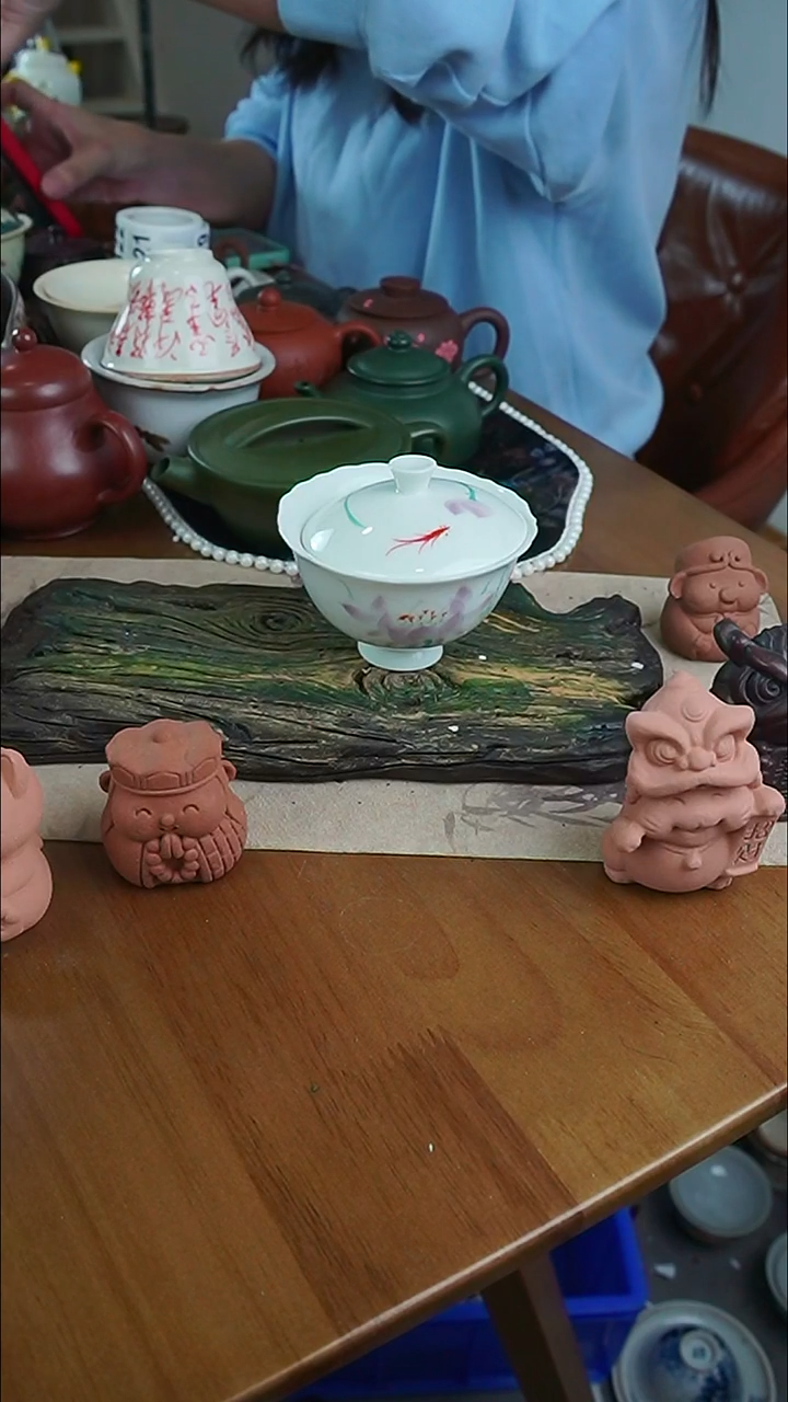 【茶瓷物语】微瑕手绘盖碗