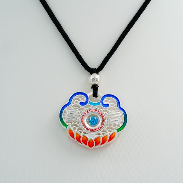 足银银制品 足银999富贵吉祥复古吊坠项链毛衣链古法