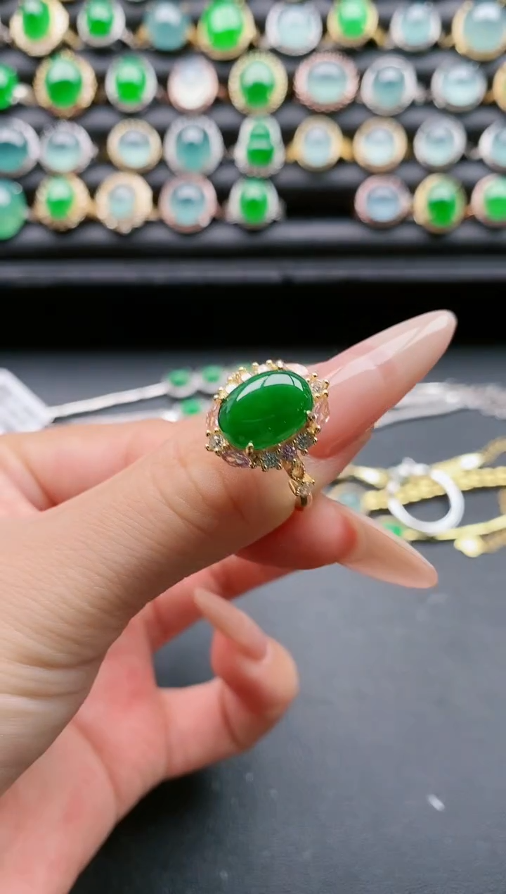 【闪购商品】翡翠戒指银S925镶嵌11111