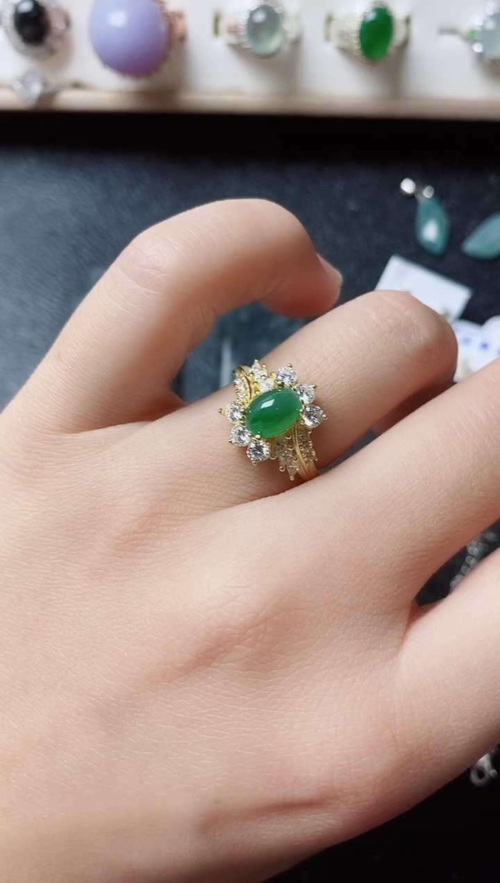 【闪购商品】翡翠戒指银S925镶嵌11111