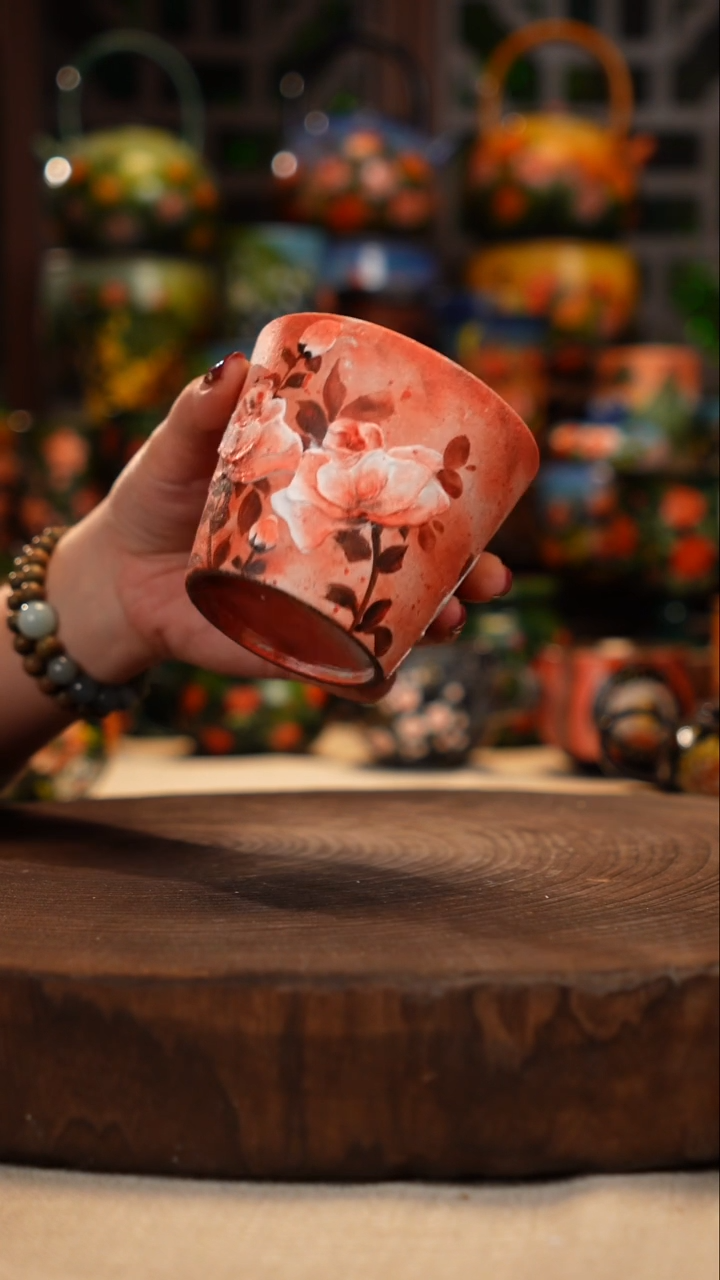 紫砂油画釉下彩手绘