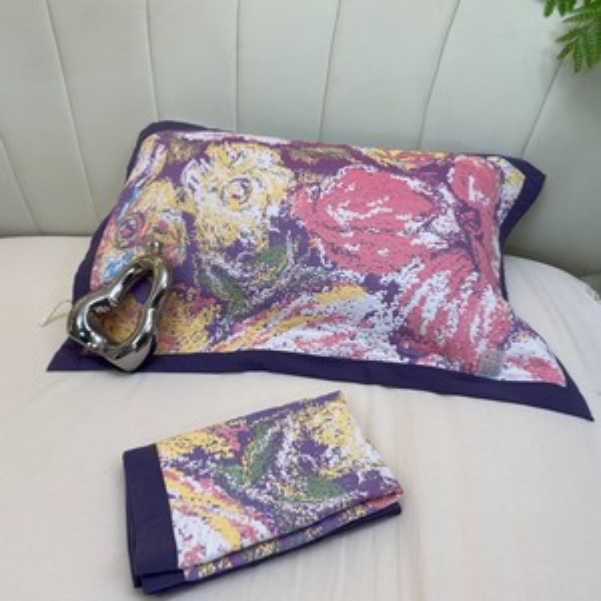 【R枕巾-花野】52*78一对装多层纱布通用柔软枕巾