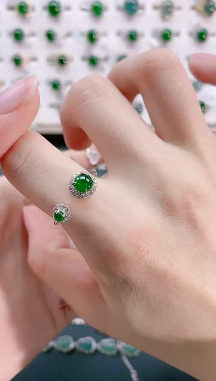 【闪购商品】翡翠戒指银S925镶嵌天然翡翠
