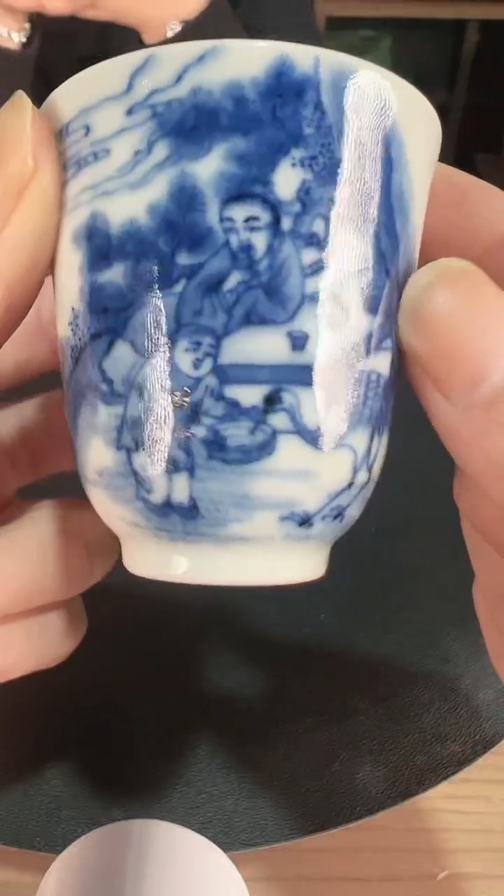 【闪购商品】杯一品德窑青花人物小铃铛杯子