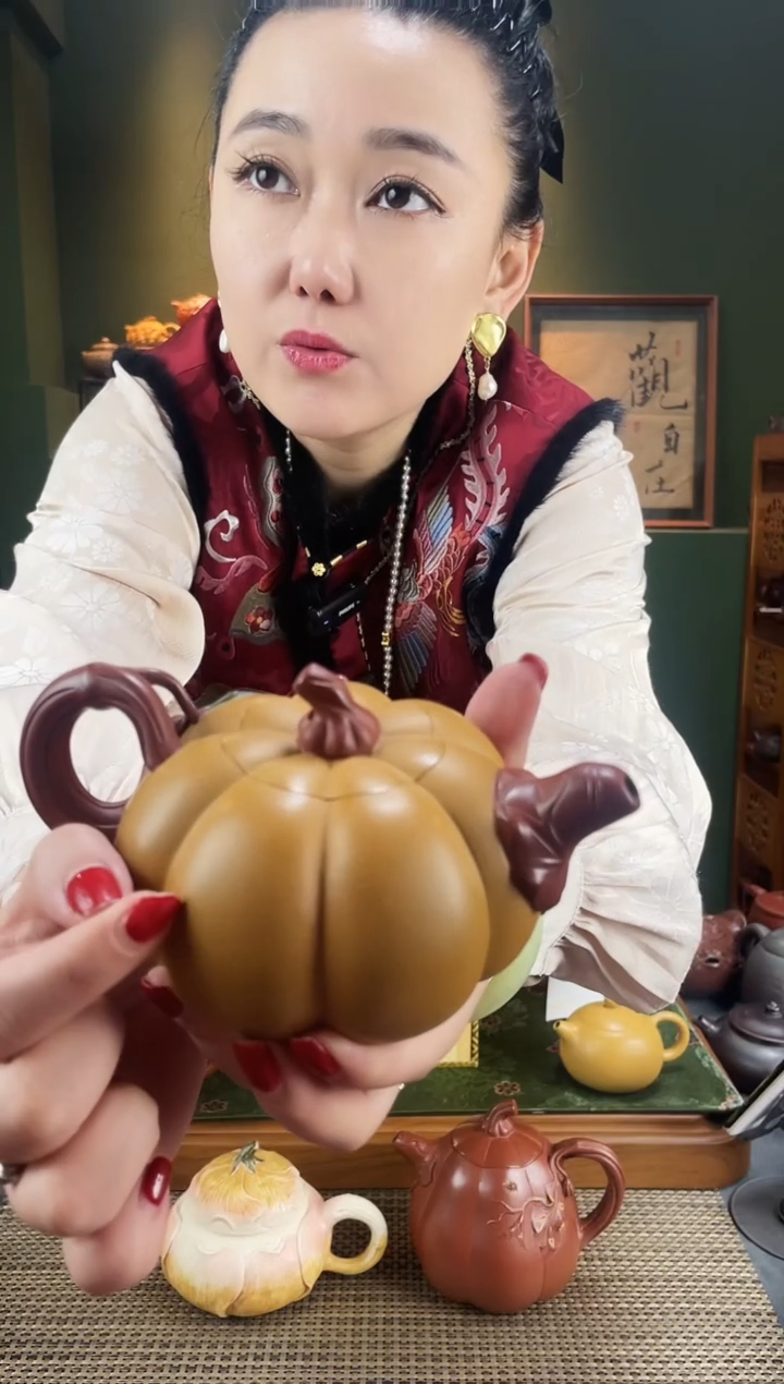 【闪购商品】紫砂茶壶谈燕飞蟹黄段金瓜纳福拼色南瓜壶